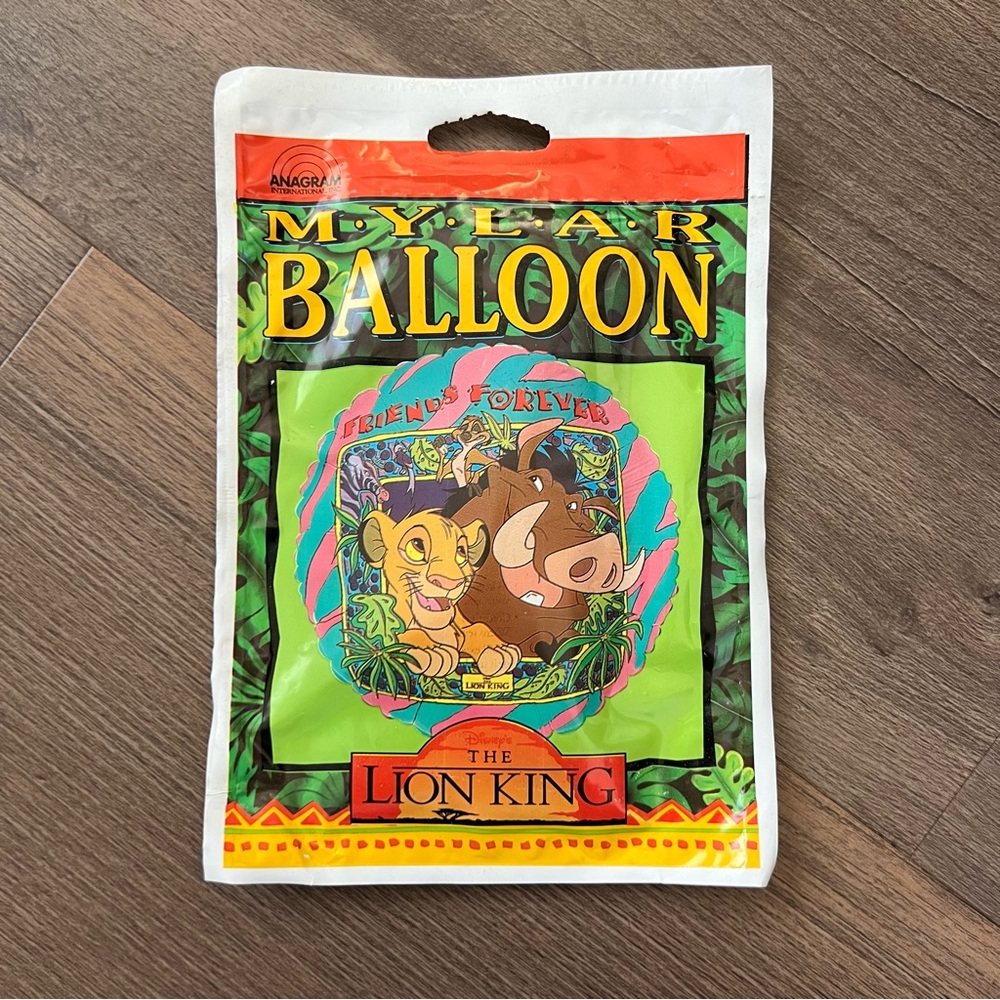 Vintage Disney The Lion King Mylar Balloon "Friends Forever" Simba/Timon/Pumba
